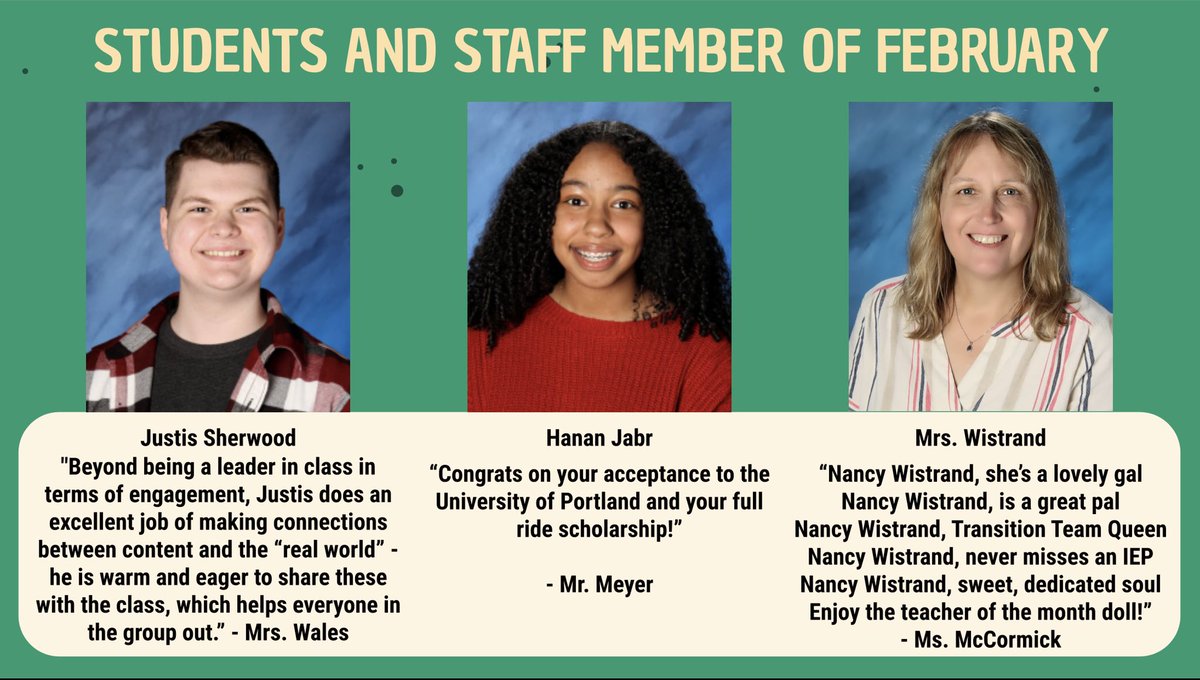 StormShouts's tweet photo. Congratulations to our students and staff member of February! #RollStorm https://t.co/TcmjJgvN2k
