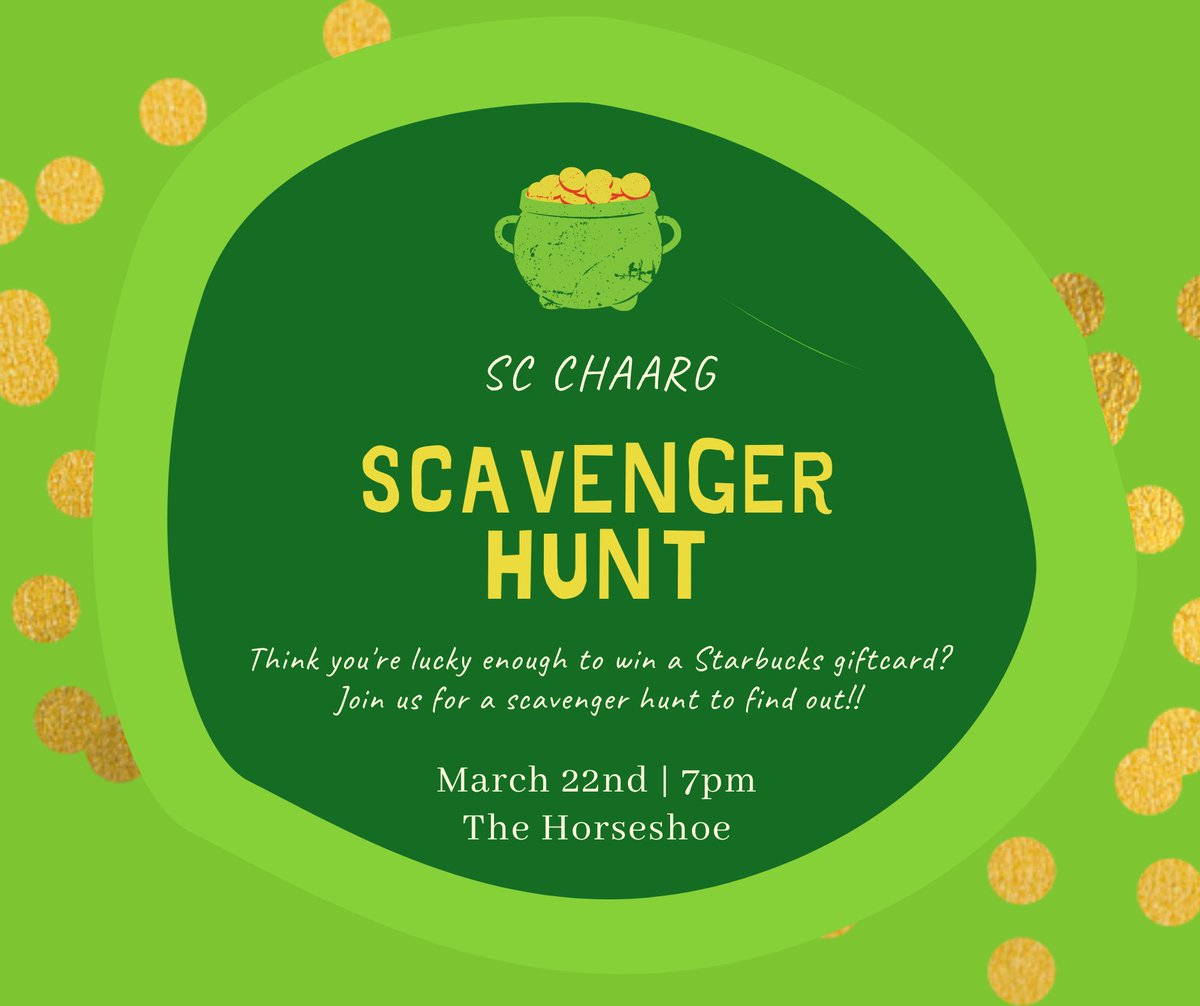 SC_CHAARG's tweet photo. Happy St. Patrick’s day!! Can’t wait for our scavenger hunt next week!☘️#scchaarg https://t.co/iNJ34T8hhY