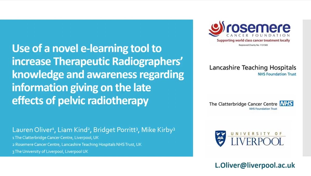 Delighted to share the qualitative results of our research on #elearning to raise awareness on the #lateeffects of #pelvicradiotherapy at @BIR_News today! And so many other great publications on display. #BIRTO21 #PRD #therapeuticradiographers #SOR 
@SCoRMembers @PRDA_uk