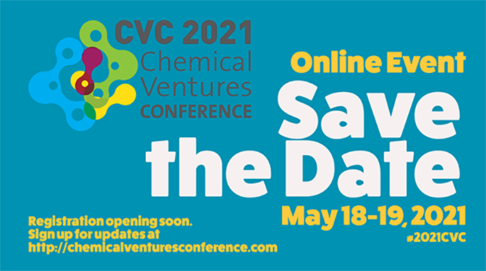 Join <a href="/AmerChemSociety/">American Chemical Society</a> <a href="/ChEnected/">American Institute of Chemical Engineers (AIChE)</a> <a href="/DE_Innovates/">The Innovation Space</a> <a href="/NCET2/">NCET2</a> virtually as they bring together industry leaders, researchers, chemical start-ups, venture capitalists, and angel investors at the 2021 CVC, May 18-19, 2021. chemicalventuresconference.com