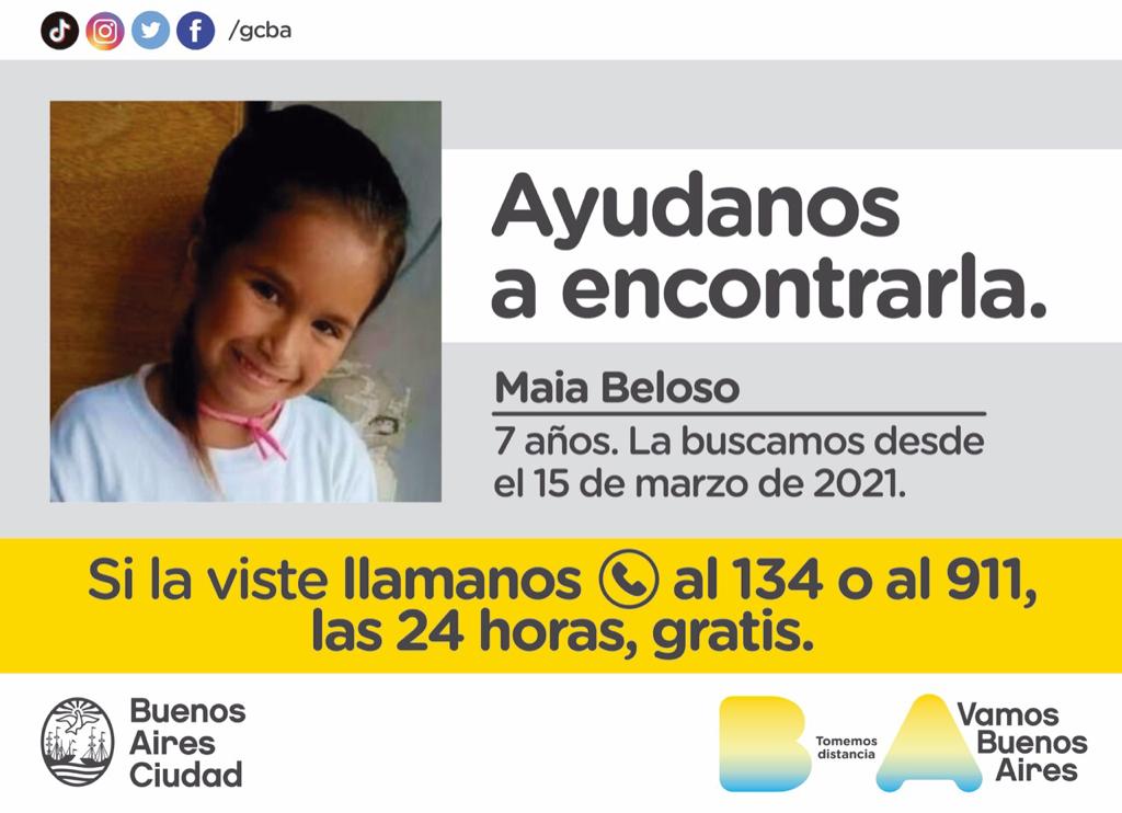 Seguimos buscando a Maia. 

Les pedimos a todos, por favor, difundir la búsqueda y que se comuniquen al 134 o al 911 si tienen algún tipo de información. Estas líneas están abiertas las 24 hs. Cualquier aporte puede ser fundamental en este momento
#BuscamosAMaia #AlertaSofia