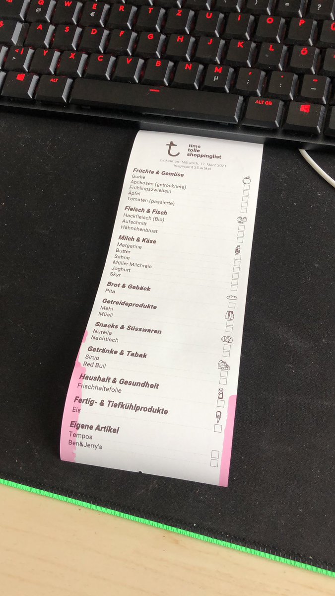 _just_timothy_'s tweet photo. Neu aus der Codeküche: Einkaufslisten wieder analog📃 Gemacht der API von @GetBring und etwas Python. Ach ja, und einem Bondrucker. https://t.co/eUDurf8Pte