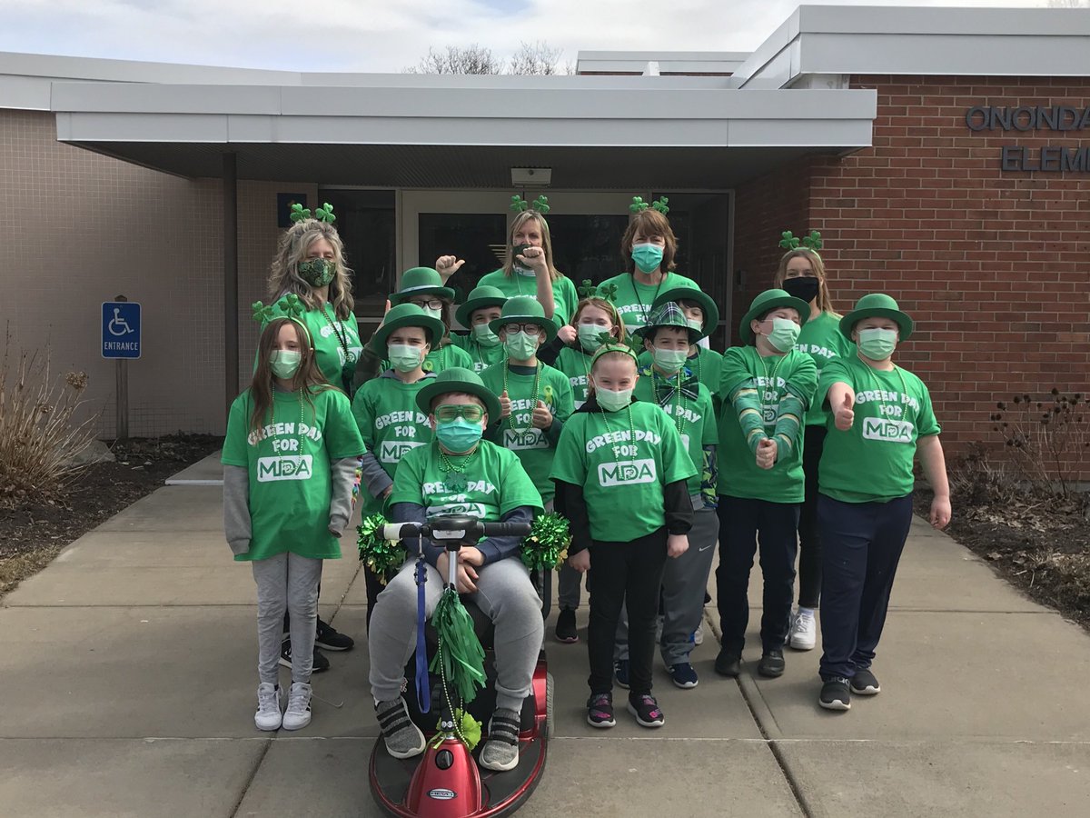 Colton’s Crew leads our Green Day for MDA! Thank you all from Onondaga Road! ⁦<a href="/WestGeneseeCSD/">West Genesee Schools</a>⁩