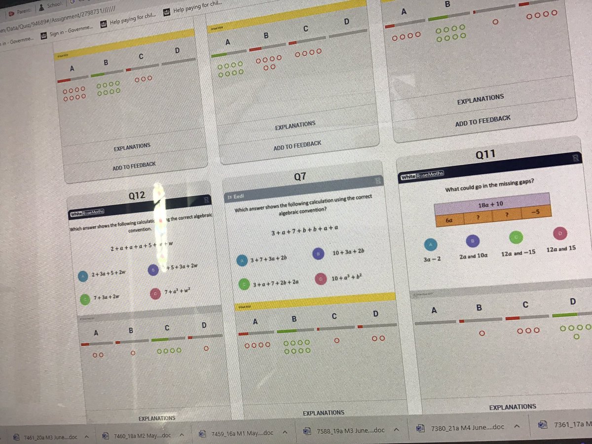 Year 7 have also been busy today using <a href="/getdiagnostics/">Diagnostic Questions (part of @helloeedi)</a> to see what they remember about collecting like terms. It’s great to see where their misconceptions are so we can sort them out!