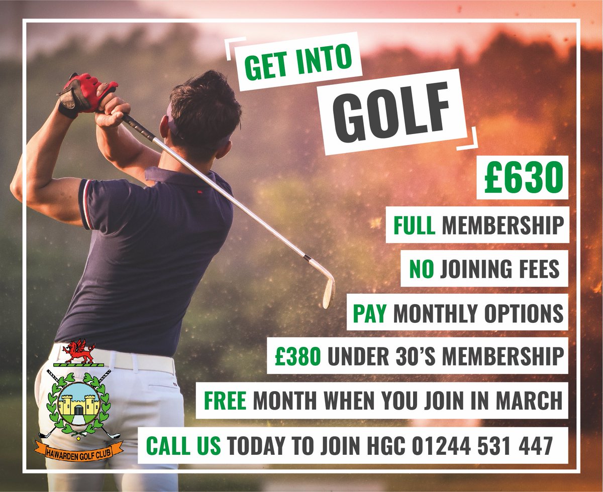 *NEW MEMBERS*  join now and get 13 months for the price of 12! ⛳️🏌🏻‍♂️

FREE JUNIOR PLACES AVAILABLE! Call 01244 531447 for more info
#walesgolf #cheshire #cheshiregolf #flintshire #deeside #hawarden #wirral #chester #wirralgolf