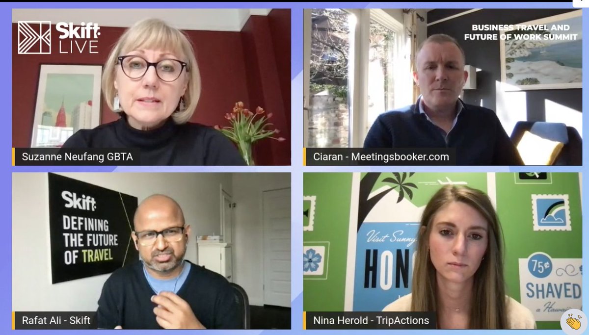 So what does a decentralized future of work mean for travel? —@rafatali joins @GlobalBTW CEO Suzanne Neufang, <a href="/ciarandelaney/">Ciaran Delaney</a>, and @TripActions Chief Product Officer Nina Herold. #SkiftLive