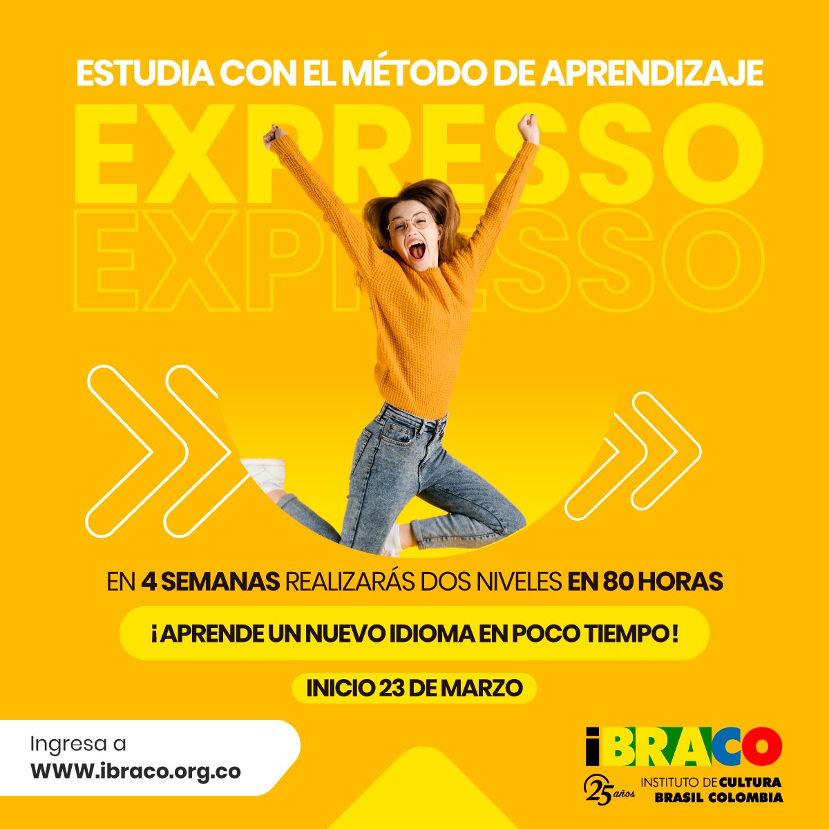 IBRACOCultura's tweet photo. Inicia el próximo 23 de marzo tu curso de portugués expresso. Aprende portugués con el método más rápido y con la mejor calidad que solo IBRACO tiene.
Ingresa para más información a:
https://t.co/ziWCxavDnp
#AprendeconIBRACO #EuFaloPortuguês #IBRACO #portugués https://t.co/84fPZtRUyO
