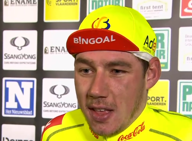 JPHHenneton's tweet photo. #cyclisme 🚴‍♂️  #NokereKoerse 🇧🇪

 Ludovic #Robeet à l'interview 🎙️

#Nokere #Vélo https://t.co/phtcx2v0vi