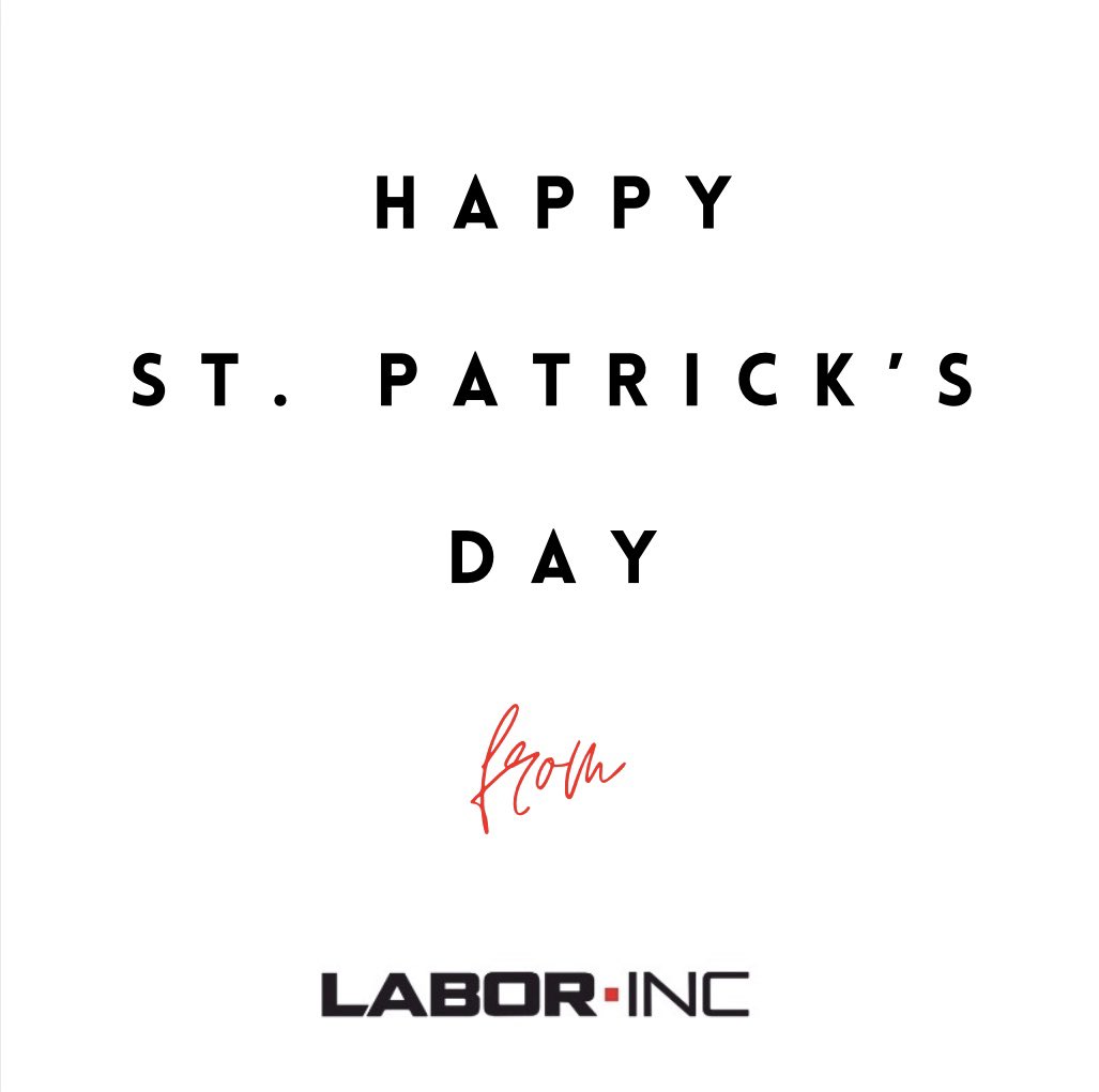 Whether you are celebrating today or not we wish you the luck of the Irish and hope you can enjoy something yummy + green! Happy St. Patrick's Day from LABOR-INC! 

#HappyStPatricksDay #LaborInc #YourCanadaWideInstallationPartner