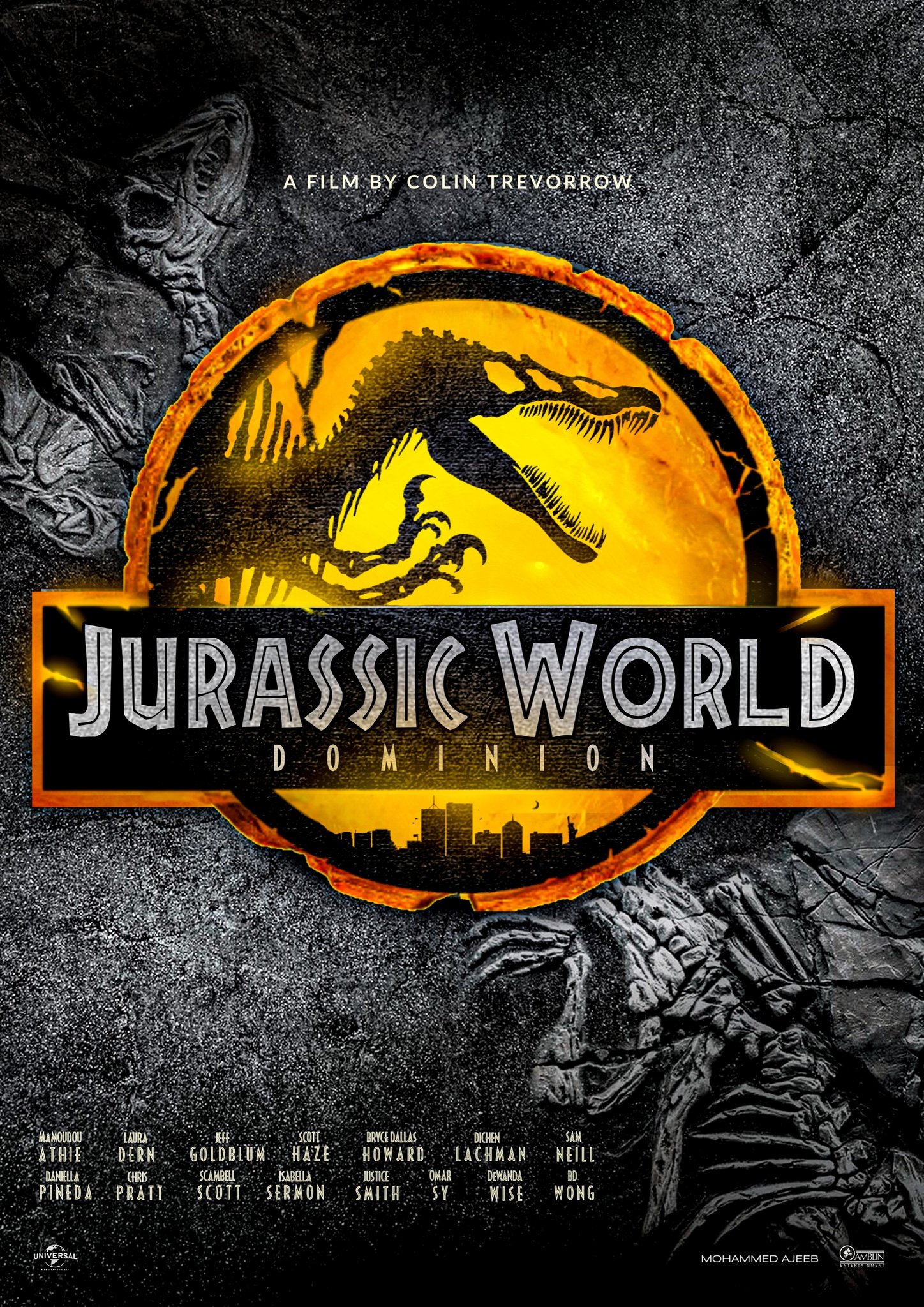 Jurassic World Dominion Logo With A T-Rex Edible Cake Topper Image