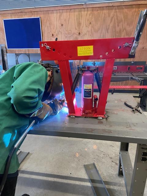 MrDubs_PM_andW's tweet image. Senior Gerardo Leon, Jr. (You have seen him from the machine shop,  many times 😎) also is a pretty good welder in Welding 1.  GMAW 2F our new pipe bender to its new home.  @sd129 #GSD #makestuffwithyourhands #makeworkcoolagain #welding