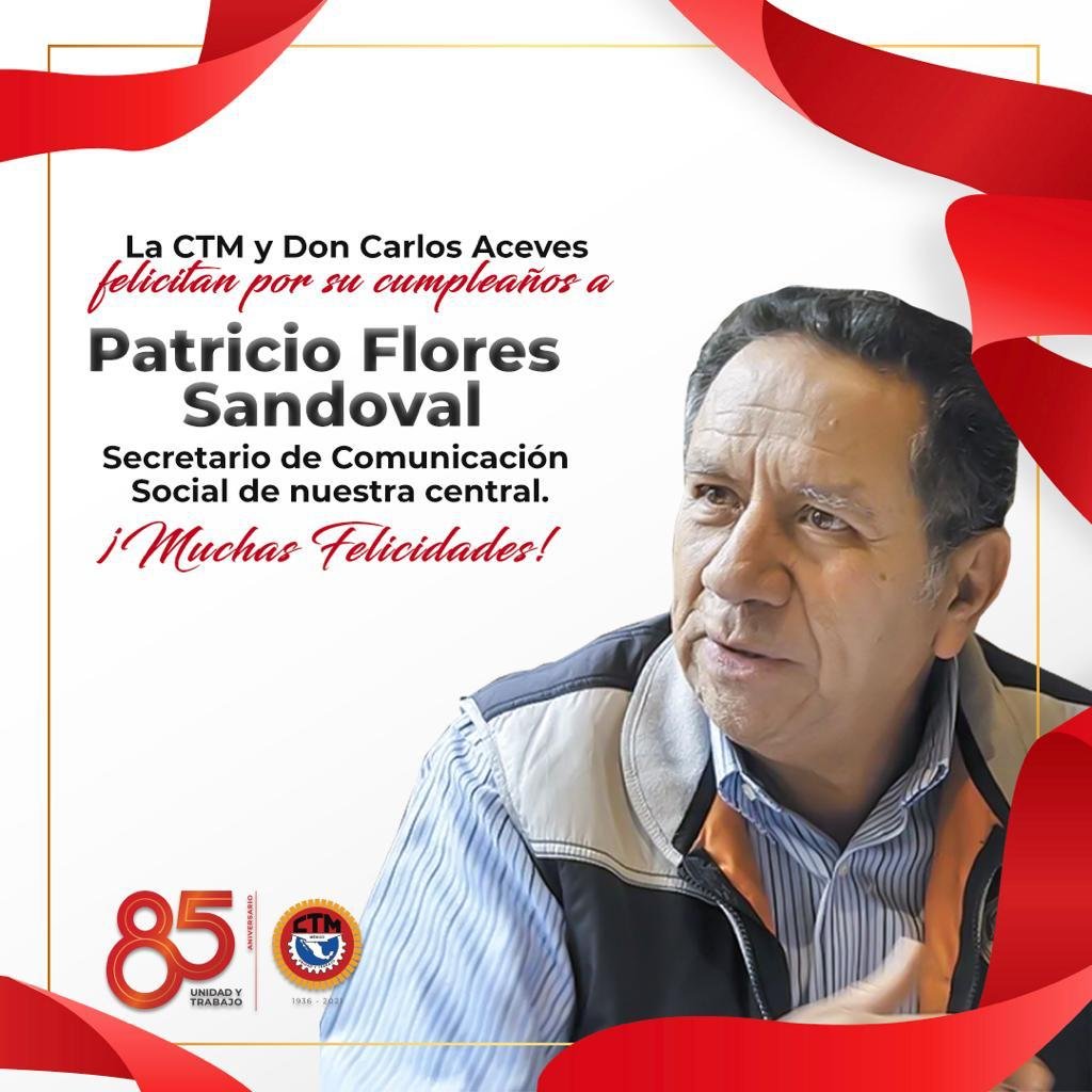De parte de la familia cetemista y del Comité Nacional, felicitamos por su cumpleaños a nuestro Secretario de Comunicación Social, el Prof. Patricio Flores. 

¡Deseamos que pase un excelente día en compañía de su familia, amigos y seres queridos!