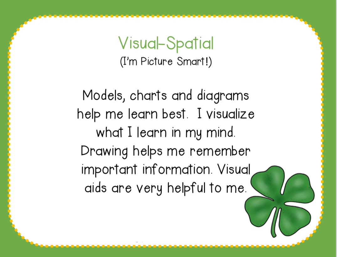 CounselingBES's tweet image. Today we talked about how each of us are individual learners and we all may need different tools to succeed and learn and that’s what makes us special and UNIQUE ☘️💚 @BrooksideWWRSD @caselorg #sel #sel4us #multipleintelligence #learningstyles