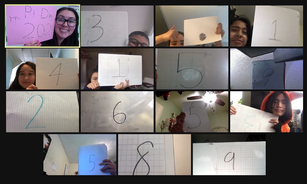 SFASchoolLA's tweet photo. Our Jr. High celebrating Pi Day! This past week, we marked our 1 year "panaversary." We are proud that learning never stopped at SFA and we are excited to have our students return in-person, starting on April 12! See you all soon! #SFAblessed #losangeles #silverlake #echopark https://t.co/moMch92Yyl