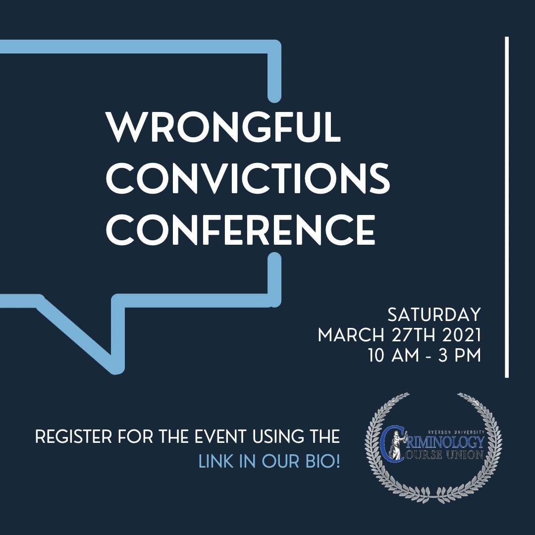 The CCU will be hosting our first official conference on Wrongful Convictions on Saturday March 27th, from 10AM to 3PM. This day-long event will consist of a series of engaging lectures and workshops led by scholars in the field.