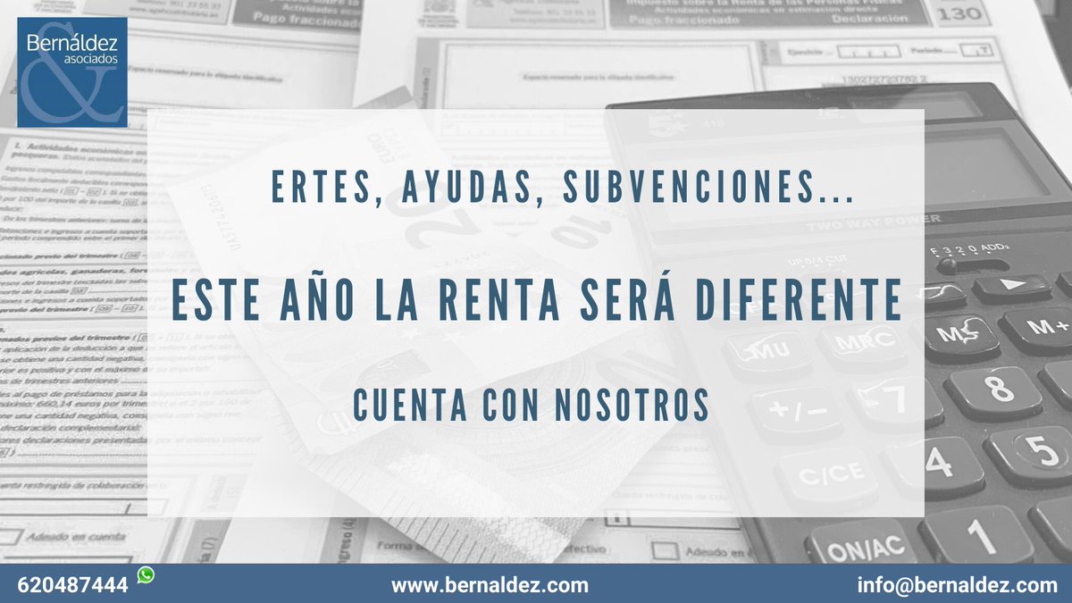 PREGÚNTANOS 👉🏽 620 487 444

#Renta2020 #ERTES #Subvenciones #Ayudas #Asesoria #Barcelona #Madrid #Bernaldezyasociados #Covid_19  #SeguimosATulado