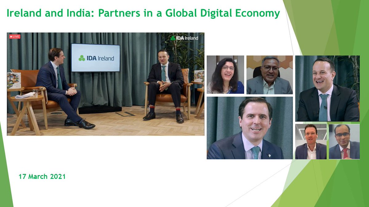 Thank you @LeoVaradkar, @MartinDShanahan, our panellists and all who tuned in earlier at the IDA Ireland India webinar. Insightful discussion on the growing Indo-Irish relationship, digital & tech leading the future, need to adapt leadership skills to changing times. #WhyIreland