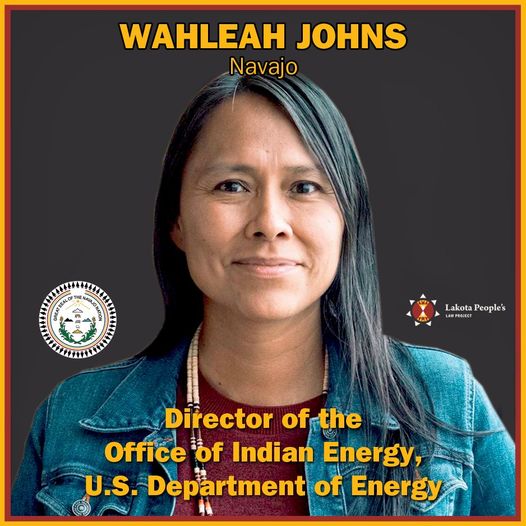 Wahleah Johns is Senior Advisor for the U.S. Department of Energy (DOE) Office of Indian Energy Policy and Programs. Wahleah is a member of the Navajo (Dine) tribe and comes from northeastern Arizona. #NativeLeadership