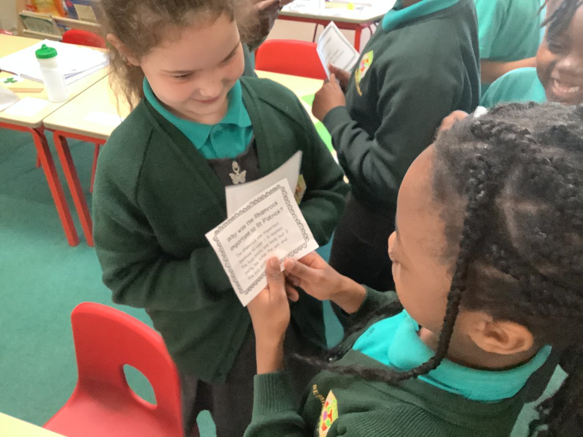 StPatricksNotts's tweet image. Year 2 learnt all about St Patrick this afternoon. We used teach me, tell me and then the chocolate bar to research our school’s saint #talklessteaching