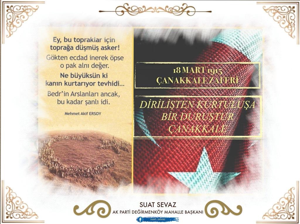 suatsevaz's tweet photo. 18 Mart Çanakkale Zaferi’nin 106’ncı yıl dönümünde, Gazi Mustafa Kemal Atatürk ve silah arkadaşları başta olmak üzere, tüm şehitlerimizi rahmet, minnet ve saygıyla anıyoruz.
Ruhları şad olsun.🇹🇷 https://t.co/obgQnjqP15