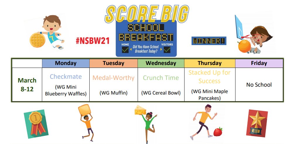 We celebrated #NSBW21 last week with a fun menu for our students! Check out our menu to see how we Scored Big with School Breakfast!