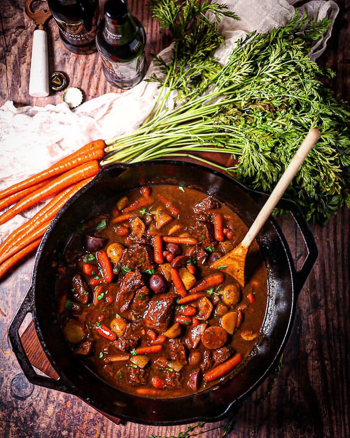 should_make's tweet photo. Happy St. Patrick’s Day! 🍀 I’ll be over here celebrating with a big pot of Guinness braised beef stew and one to wash it down. Slainte! Recipe is on the blog. https://t.co/ah4ILkd8bH