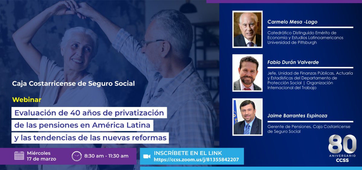 OIT_AmerCentral's tweet photo. “A nivel mundial, el déficit de cobertura efectiva de los sistemas de #pensiones deja sin cobertura a 1/3 de los adultos mayores.” dice Fabio Durán #OIT en foro organizado por la Caja Costarricense del Seguro Social #CostaRica https://t.co/1MhlFQ2Xhz