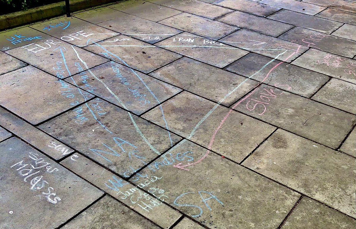MissCmarquardt's tweet photo. Making use of the lovely weather today with a bit of #outdoorlearning for starting our Transatlantic Slave Trade topic 🎨 https://t.co/zwprZUhs87
