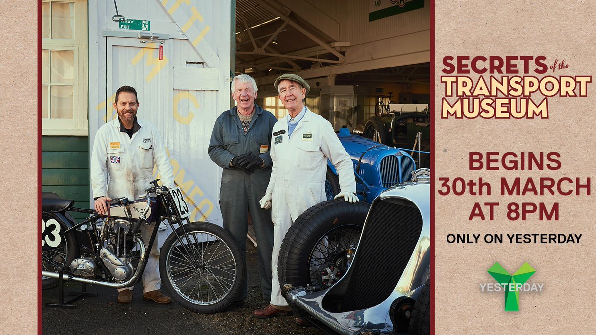 Brooklandsmembs's tweet photo. Brooklands is on the TV soon - Secrets of the Transport Museum begins at 8pm on 30th March - see the intro video here; - https://t.co/mmICZnVJv1 https://t.co/UJrUpDFgjV