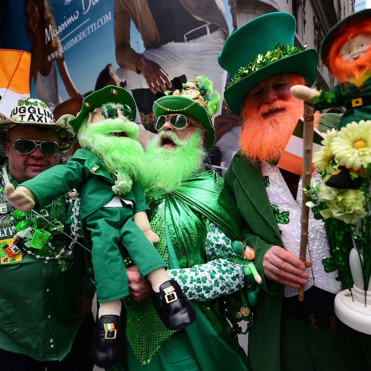 Kazakh_PR's tweet photo. "Feast of the Clover" is decadent Western holiday that requires populace to adorn costumes, drink strange liqueurs, and copulate with strangers to appease their hedonistic pagan deity, Sir Patrick. https://t.co/JhGGOXz7Hu