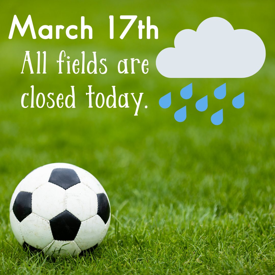 The fields are too wet to play on today, so once again, all Spartanburg County fields will be closed. #spartanburgparks