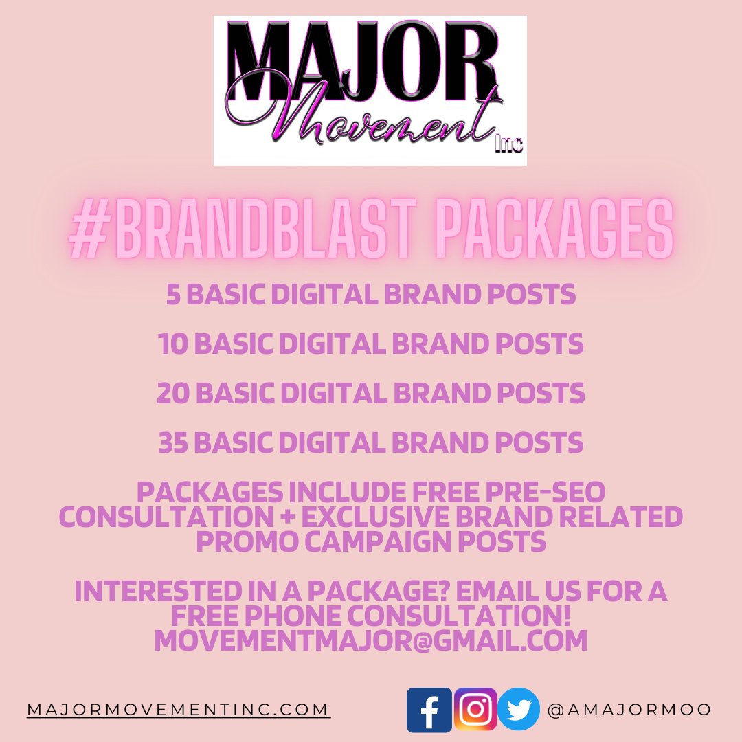 amajormove24's tweet photo. Are you minding your business? 🤔
Let us assist, and make YOUR Brand, a MAJOR Movement!
•
https://t.co/En6nBZDgT7
Major Movement Inc 💻📱📊 🌞🌙
🗣 This should be YOUR #BrandBlast‼️😉💥🎯
✅ Email 📧 : movementmajor@gmail.com #mmi #MajorMovement #promo #business #biz https://t.co/OwTLmE7xMq