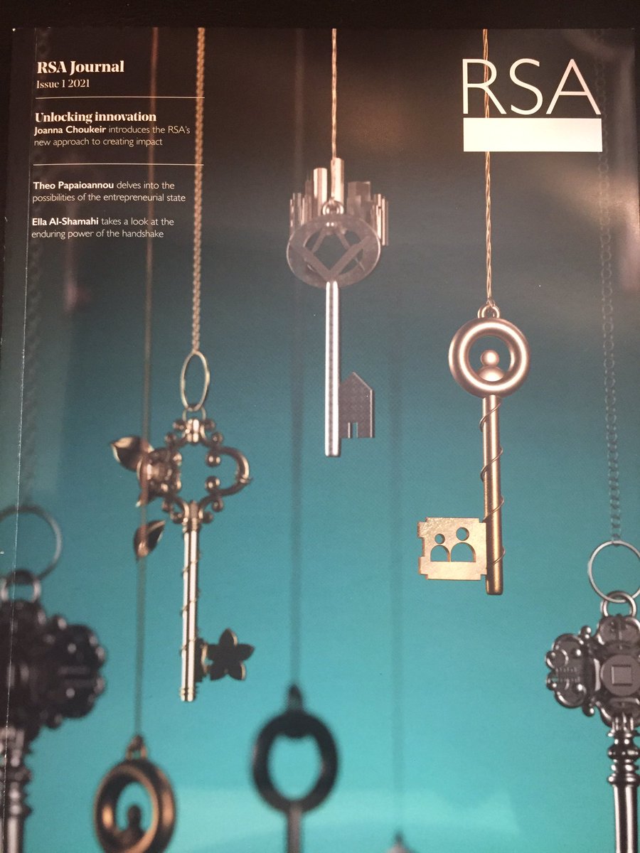 Happy to receive a copy of the Royal Society for Arts, Manufactures and Commerce Journal @theRSAorg @RSAMatthew that includes an article of mine on ‘Creative States’ @OU_FASS @IntDev_OU @innogen_inst @InnovCaucus