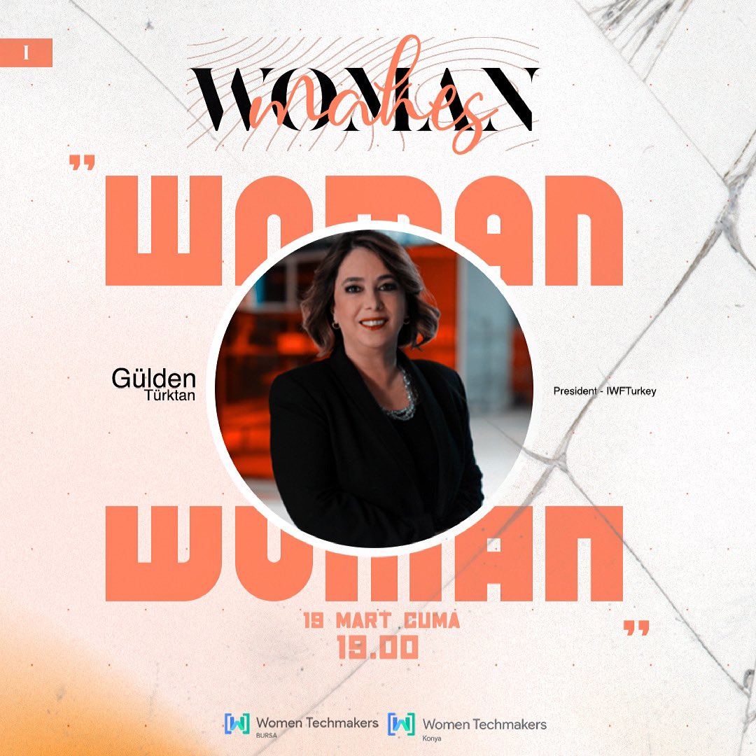 Herkese merhabalar🤩
19 Mart Cuma günü düzenleyecek olduğumuz “Women Makes” etkinliğimizin üçüncü konuşmacısını duyurmaktan mutluluk duyuyoruz !
IWF Turkey’den Gülden TÜRKTAN Soru - Cevap sunumuyla bizlerle olacak!
Hepinizi etkinliğimize bekliyoruz🚀🤩
Etkinlik linki bio’da‼️