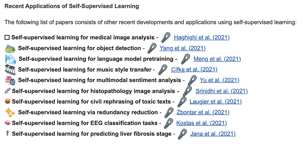 Ankur Handa (@ankurhandos) on Twitter photo Nice recommendations on self-supervised learning from the newsletter from <a href="/paperswithcode/">Papers with Code</a>  
paperswithcode.com/newsletter/6/ Nice recommendations on self-supervised learning from the newsletter from <a href="/paperswithcode/">Papers with Code</a>  
paperswithcode.com/newsletter/6/