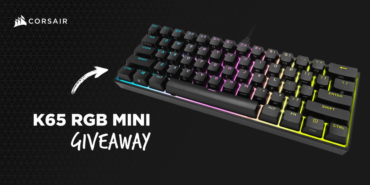CORSAIR's tweet image. Don&apos;t know if you heard... but we released something BIG yesterday! 

Well, a small kind of big... K65 RGB MINI!
Let&apos;s give one away!

 1⃣ RT &amp;amp; ♥️ this tweet
 2⃣ Follow @CORSAIR

🕔 March 19, 5 p.m. PDT

⌨ corsair.com/k65-mini