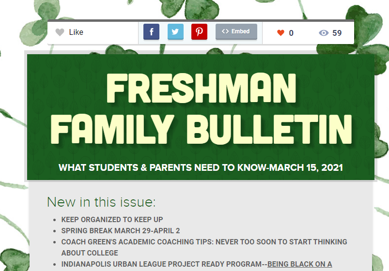 Freshman Family Bulletin: 
smore.com/2d19c