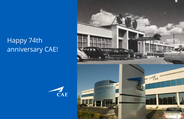CAE_Inc's tweet photo. Today, @CAE_Inc celebrates 74 years of innovation, talent and evolution. We would like to thank and celebrate our employees for their ongoing effort and resilience over the years especially the last one. 

Check out our 70th anniversary video! : https://t.co/rskQwnOGgk

#OneCAE https://t.co/ahyOoolvw5