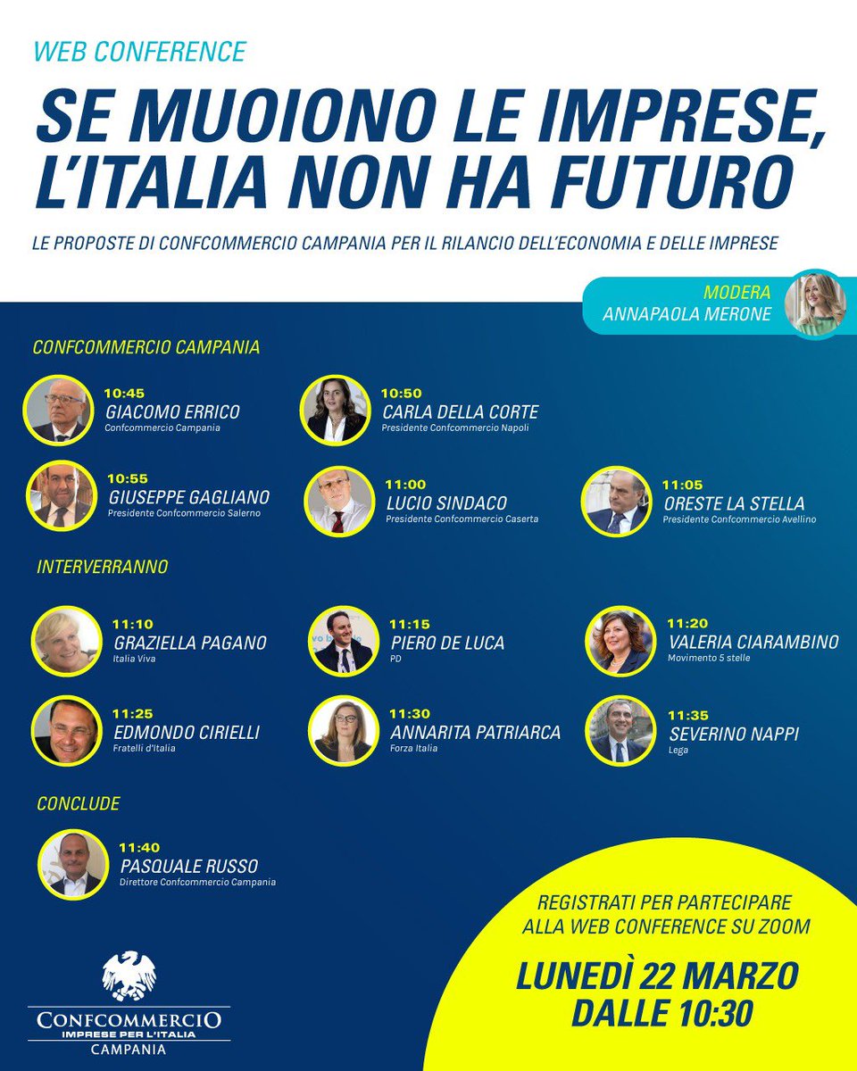 ggicampania's tweet photo. Se muoiono le imprese, l’Italia non ha futuro. Le proposte di Confcommercio Campania per il rilancio dell’economia e delle imprese. #confcommercio #ggicampania #impresemotoredellaripresa https://t.co/O9iIhDBuDL