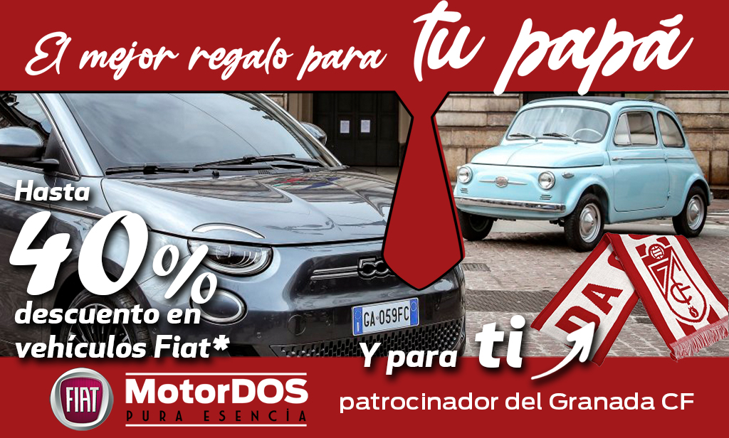 👨‍👦░F░e░l░i░c░i░d░a░d░e░s░ ░P░a░p░á░💼
Trae a tu papá a MotorDOS y te regalamos una bufanda del Granada CF.
El mejor regalo para tu padre👇
40% descuento en la compra de su nuevo #fiat*
¡Solo 20 bufandas! para regalar a los que primero acudan.