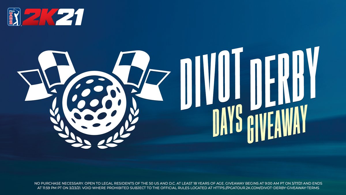 PGATOUR2K's tweet image. Today is your LUCKY day!☘️ 

It's time for Divot Derby Days!! ⛳️

Enter for your chance to win some cool swag! 😎

RETWEET with #DIVOTDERBYDAYS &amp;amp; #giveaway &amp;amp; make sure you FOLLOW @PGATOUR2K to enter. 

Rules: pgatour.2k.com/divot-derby-gi…