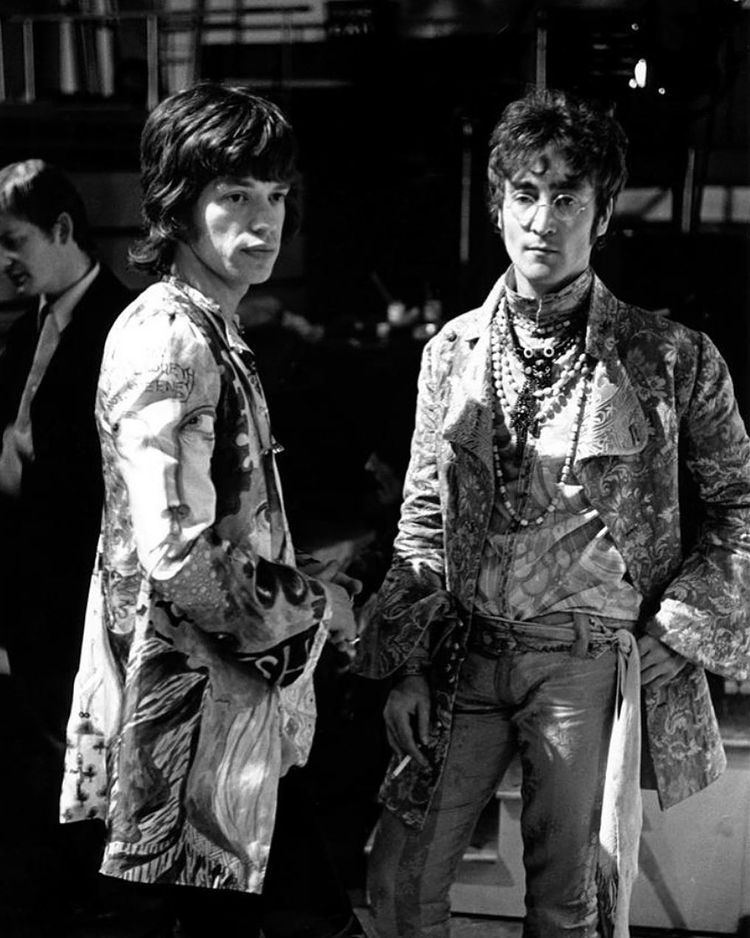 Mick Jagger and John Lennon, Abbey Road Studios, London, 1967. Photo by David Magnus.