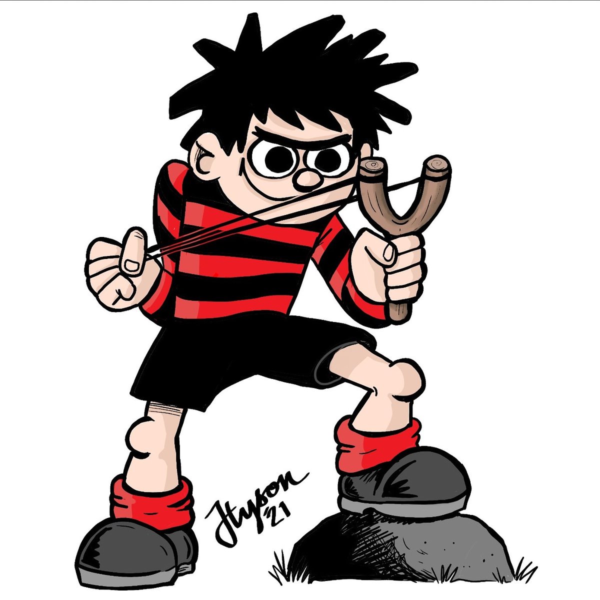 JimTyson73's tweet photo. #DennisTheMenace is 70! UK comics characters don't come more iconic than this one. Still going strong and looking good on it too! Here's my take; traditional Beano style through a Scott Pilgrim-esque blender. Happy Birthday Dennis! 
@beano_official #Dennis70 #fanart #comics https://t.co/9PbhQfFhjy