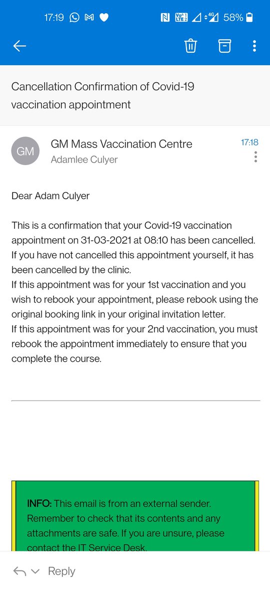 ACACACAC999's tweet image. Dear @MattHancock @BorisJohnson @CMO_England - really annoyed you've cancelled my 2nd vaccine. As a paramedic on the front line this is not cool.  @bbclaurak