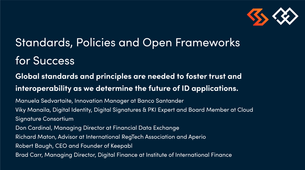 IdentityReview's tweet photo. For one of #FTTIdentityโs final events: Standards, Policies and Open Frameworks for Success
Featuring Manuela Sedvartaite (@ManuelaSed), Viky Manaila, Don Cardinal, Richard Maton (@rmaton), Robert Baugh (@RJBaugh) and Brad Carr (@BradJCarr) https://t.co/yVwY6OoLjS
