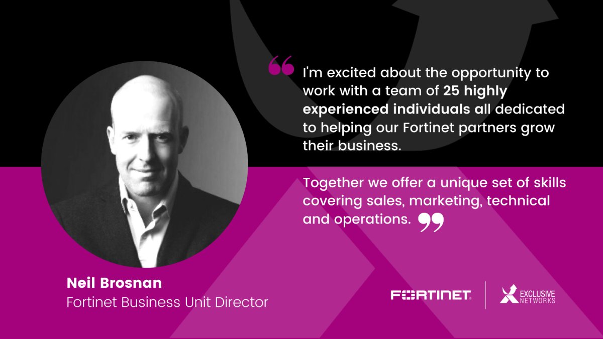 sarahjduce's tweet photo. Meet Exclusive's new Fortinet Business Unit Director who brings a world of experience to the role.  Get in touch with Neil or the team to understand how we can help drive your Fortinet business.   https://t.co/KjDCCqvzMo  #exclusivelyfortinet https://t.co/ClcoPrjytk