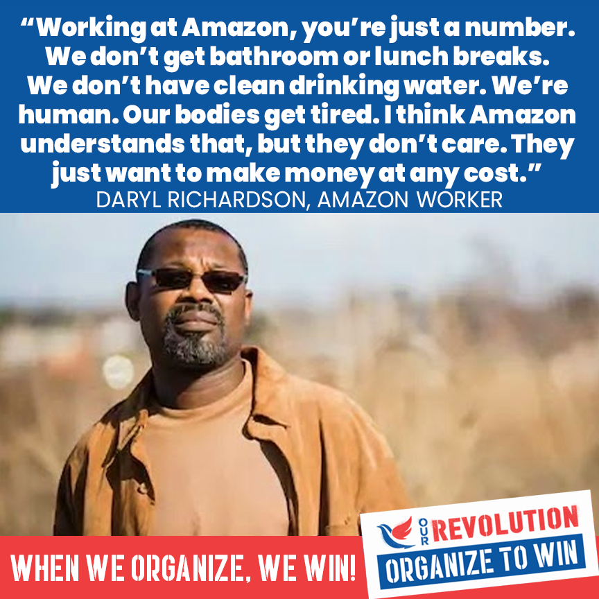 OurRevolution's tweet photo. It's time to hold CEOs accountable. President @JoeBiden can do this by ending federal contracts to @amazon &amp; any other union-buster. Our tax dollars shouldn't be enriching companies that mistreat their workers. https://t.co/PnqDGqJnDq