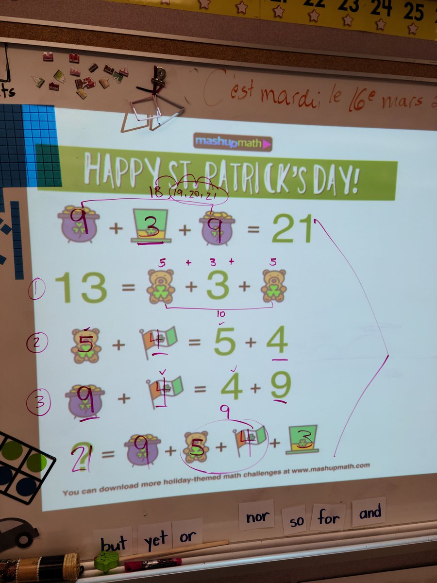 MrsDosmansClass's tweet photo. Some #mashupmath fun for St. Patrick's Day! #HRRm11 https://t.co/AEEhIzuEz3