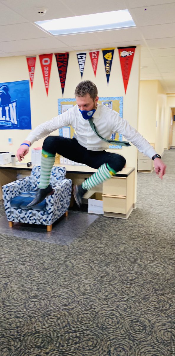 Green shirts and outfits, sunglasses, bright socks, squid hats and leaping APs. Heck of a day adding to the climate at 3140BSR!  #Clawsup!✔️🐻
<a href="/JonGordon11/">Jon Gordon</a> <a href="/Leadershipfreak/">Dan Rockwell</a> <a href="/jackslav/">Jack Slavinski</a> <a href="/BerlinBears_SS/">The Cave</a> @kjrpoehler <a href="/ObhsStudent/">OBHS Student Services</a>