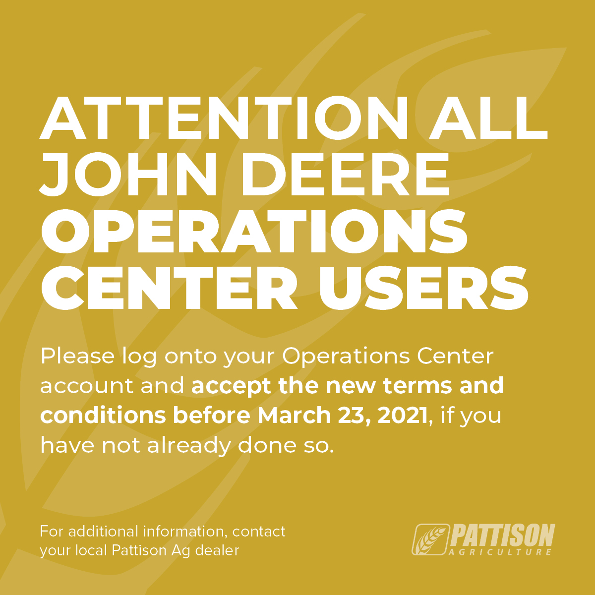 PattisonAg's tweet photo. ATTENTION.

Contact your local Pattison Ag dealer for more information. https://t.co/vX2WoFYiLH